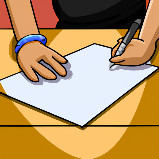 איור של יד חותמת על חוזה על שולחן חדר ישיבות.