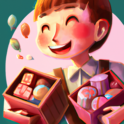 איור של אדם מחייך כשהוא מחזיק קופסת ממתקים